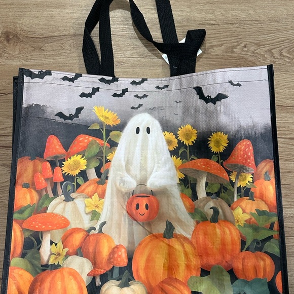 Halloween Ghost and Pumpkin Reusable Tjmaxx Tote Bag - Picture 1 of 5